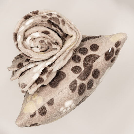 Fleece blanket and pillow set - Paws 